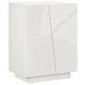 High Gloss Storage Cabinet, Freestanding Storage Cupboard with Adjustable Shelves, White