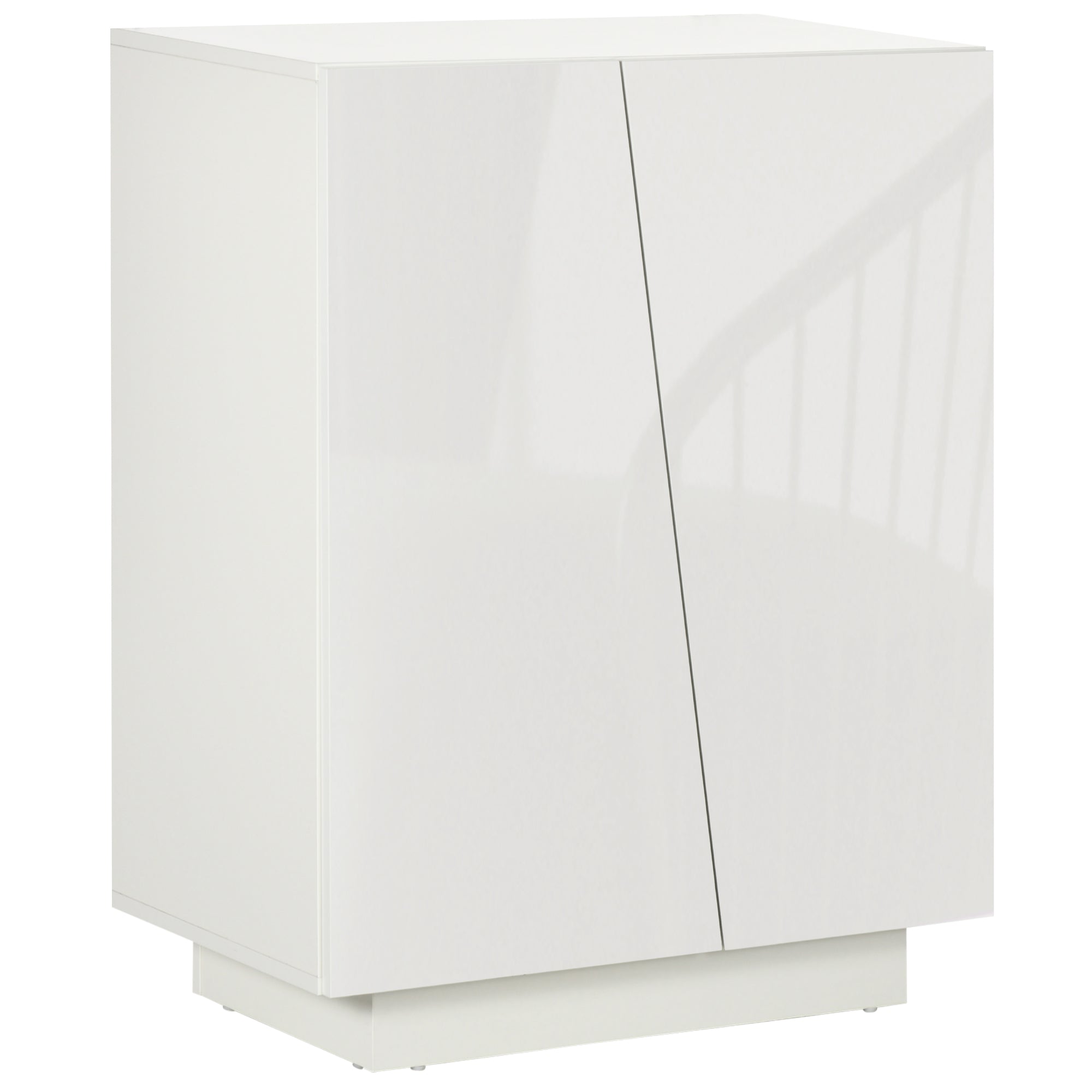 High Gloss Storage Cabinet, Freestanding Storage Cupboard with Adjustable Shelves, White