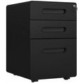3-Drawer Anti-tilt Design Mobile File Cabinet w/ Lock, Pre-Assembled Body, Black