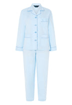 Pijama Mujer Largo Solapa Algodón Dobby Estampado - Azul 0200_30