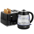 Dual-Speed Breakfast Combo: 4-Slice Toaster & 1.7L Quick-Boil Kettle, Black