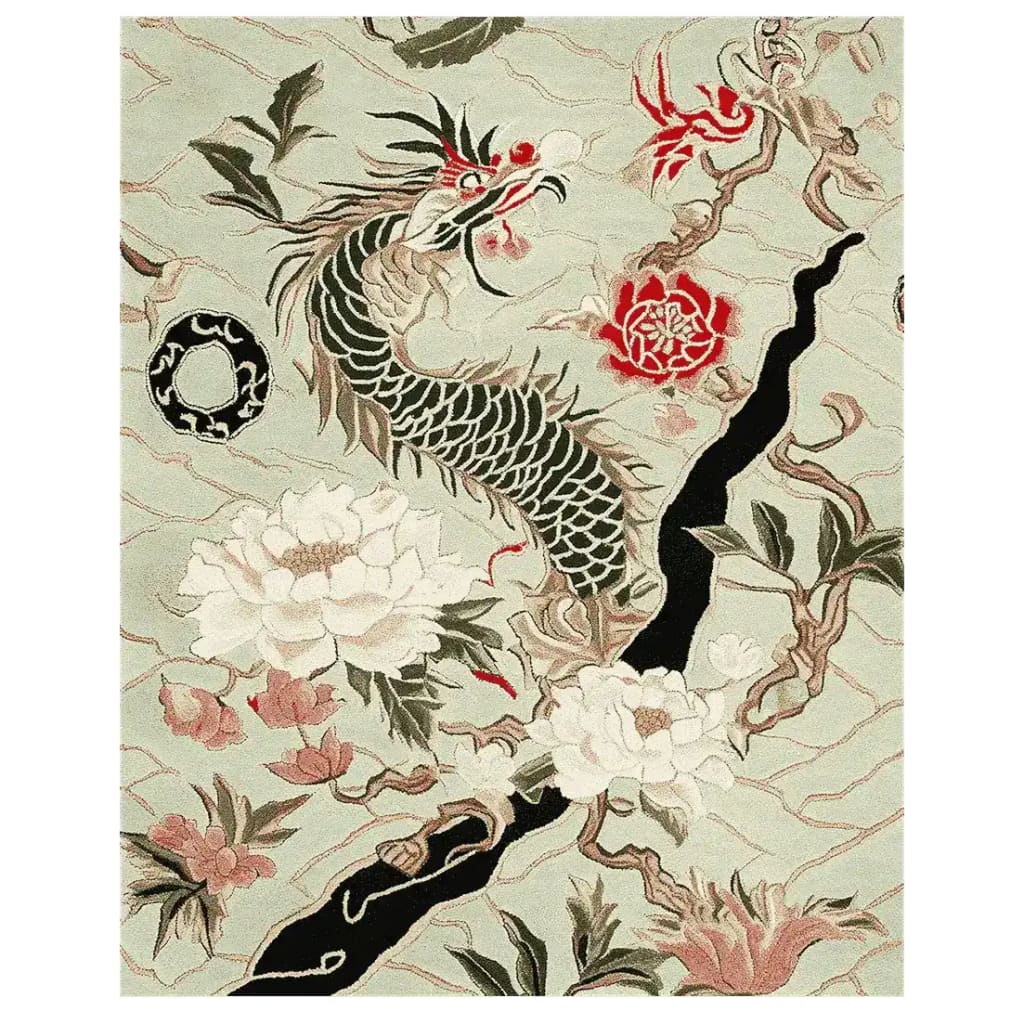 Jade Dragon Vine Hand Tufted Rug