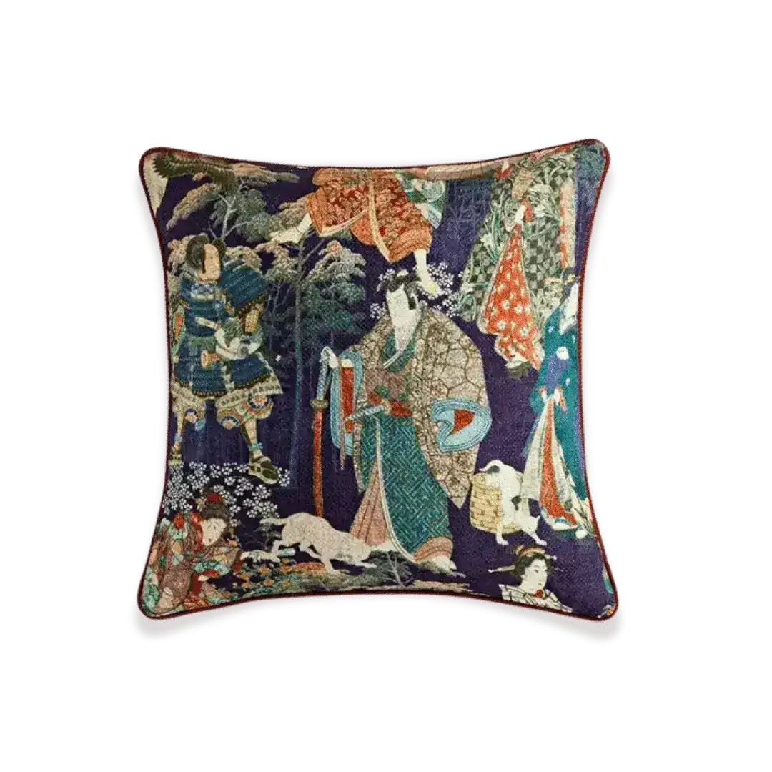 Japanese Ukiyoe Inspired Throw Pillow Cover