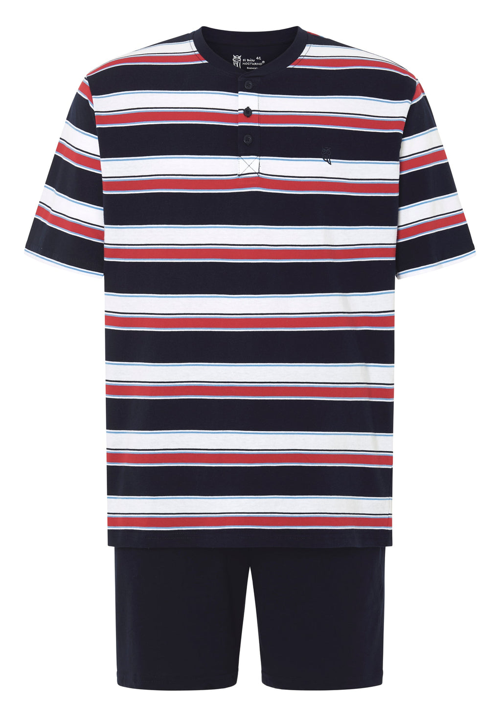 Pijama Hombre Verano Corto Tapeta Algodón Punto Rayas - Rojo 3034_94
