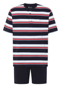 Pijama Hombre Verano Corto Tapeta Algodón Punto Rayas - Rojo 3034_94