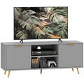 55" TV Stand with 2 Shelves & 2 Cabinets Modern Living Room Storage, Grey