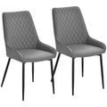 Set of 2 Quilted PU Leather Dining Chairs with Metal Frame 4 Legs Foot Caps Home Seating, Grey