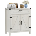 Sideboard with Storage, Buffet Cabinet, 2 Barn Doors & Drawer for Dining Room, White Oak