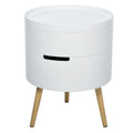 3-Tier Coffee Table, Round End Table with 2 Hidden Storage and Detachable Tray, White