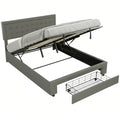 5ft King Ottoman Bed with Gas Lift Storage Drawer and Adjustable Headboard, Grey
