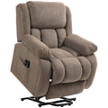 Velvet Electric Lift Recliner with Heat and Massage for Elderly with Wide Seat, Light Brown