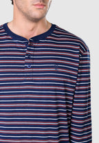 Pijama Hombre Largo Tapeta Algodón Punto Rayas - Azul 5309_39