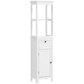 Tall Bathroom Cabinet, Slim Bathroom Storage Cabinet with 2 Open Shelves, White