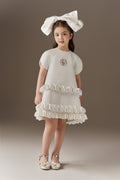 Cutedoll Taffeta Petal-Hem A Line Kids Dress With Hair Bow