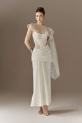 Venus Ivory Sculpted Bodice Corset Maxi Dress With Veil