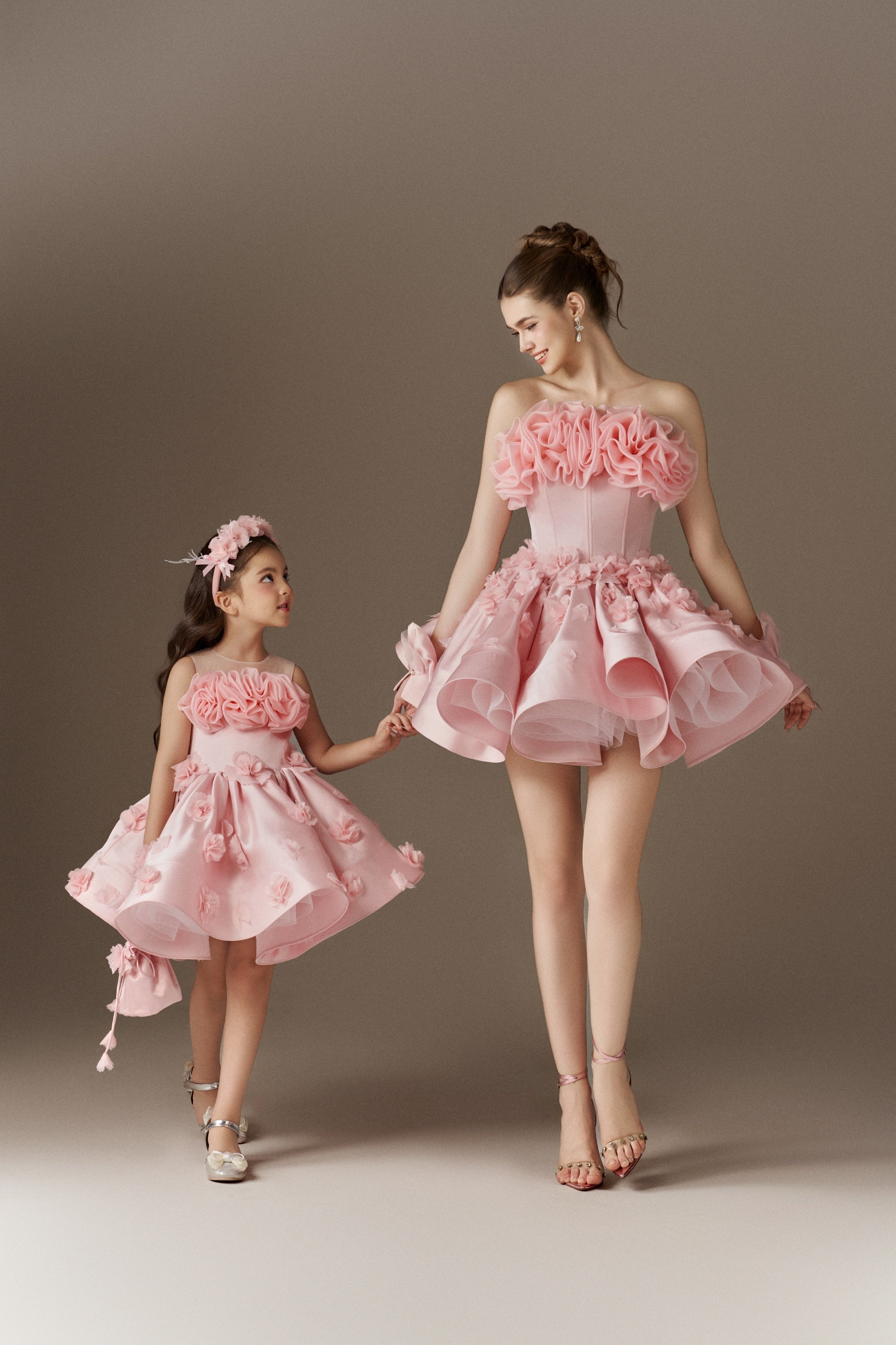 Rosélle Taffeta 3D Floral Mom and Me Matching Mini Dresses
