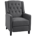 Microfibre Cloth Wingback Reclining Chair with Button Tufted & Leg Rest, Charcoal Grey