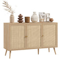 Boho Sideboard with Rattan Doors & Adjustable Shelves, Natural
