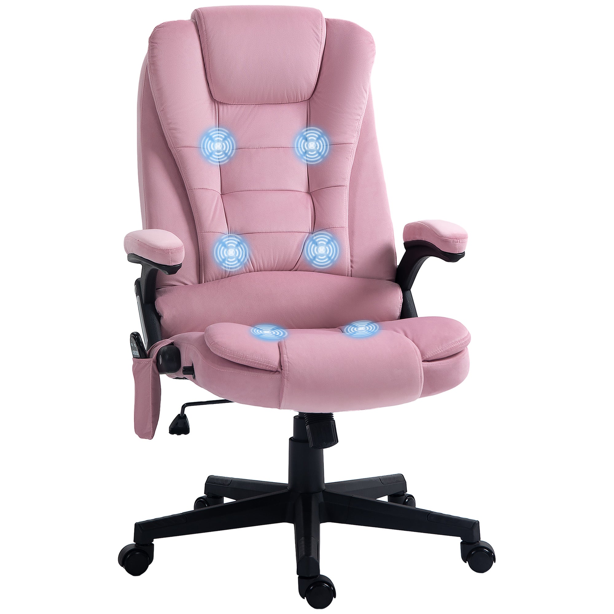 6 Point Vibrating Massage Office Chair, High Back Executive Chair with Reclining Back, Pink