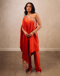 Rust Cipla Shoulder Gota Cape Set By KYNAH, Luxury Indian Fashion & Bridal Wear