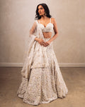 Saina Multi-Colored Three-Dimensional Lehenga Set By KYNAH, Luxury Indian Fashion & Bridal Wear