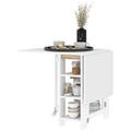 Folding Drop Leaf Dining Table with Storage Shelves for Small Spaces, White