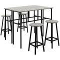 6-Piece Bar Table Set with 2 Tables & 4 Stools, Grey