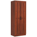 63" 2-Door Kitchen Pantry with 5-tier Shelving and 2 Adjustable Shelves, Tan
