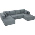 116" Modular U-Shape Sectional Sofa, 4 Seat Boneless Sectional Couch with Ottomans, Dark Gray