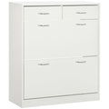 Narrow Shoe Organizer Cabinet with 2 Flip Drawers, 2 Slide Out Drawers for 12 Pairs, White