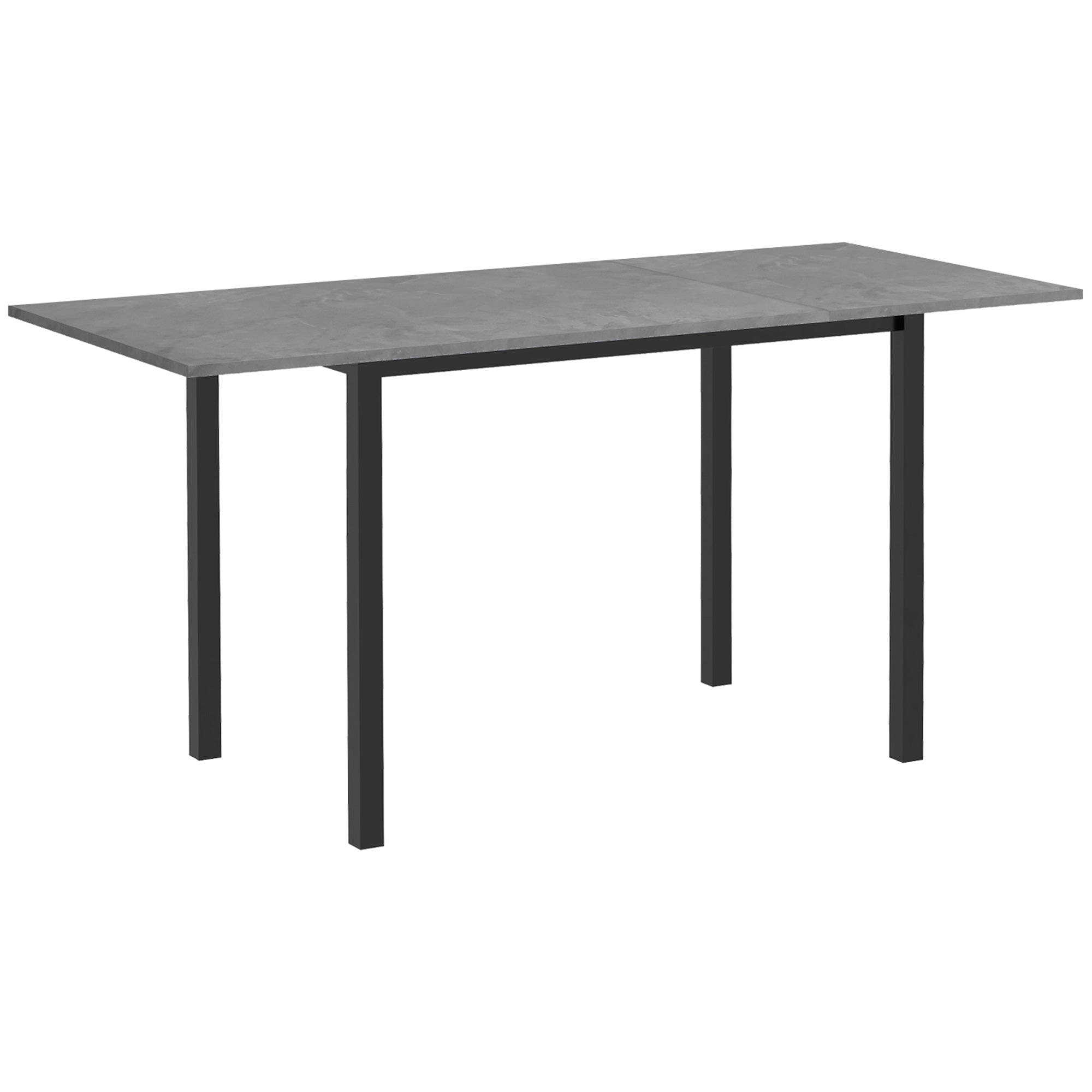Expandable Dining Table for Six with Steel Frame, Dark Grey