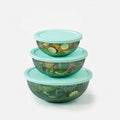 GENICOOK Borosilicate Glass Mixing Bowl Set - Diamond Blue