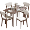 5-Piece Dining Set for 4 with Padded Chairs and Solid Wood Table, Cream White