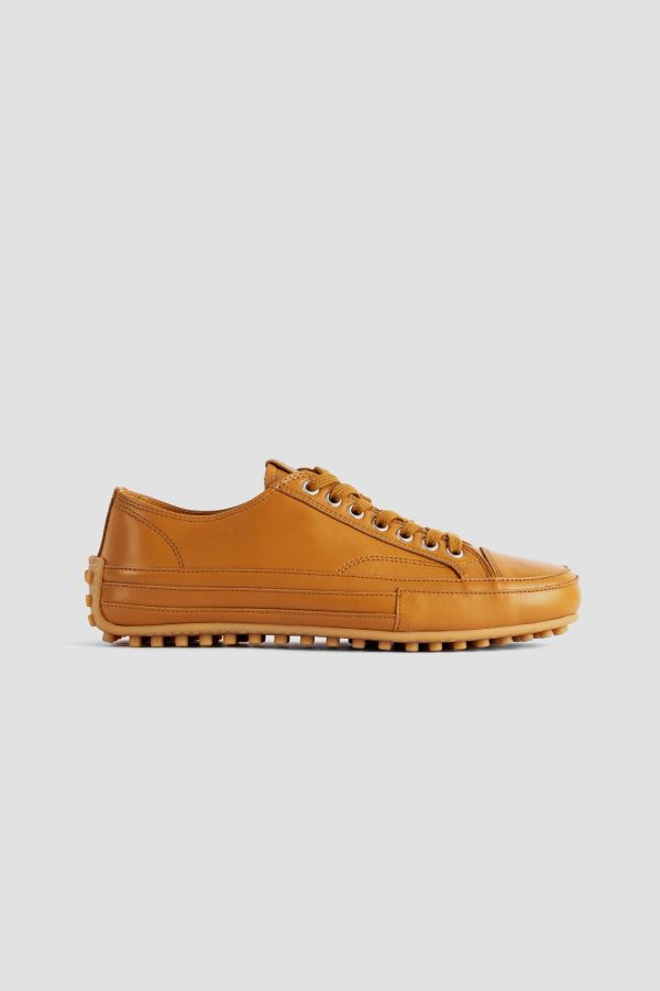 Tod's Leather with Rubber Pebble Sole Sneaker — Camel
