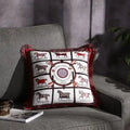 Land of the Horses Fringed Velvet Throw Pillow Cover