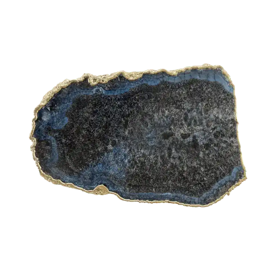 Large Black and Blue Agate Cheese Platter Tray