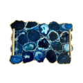 Large Blue Agate Serving Tray With Brass Handles