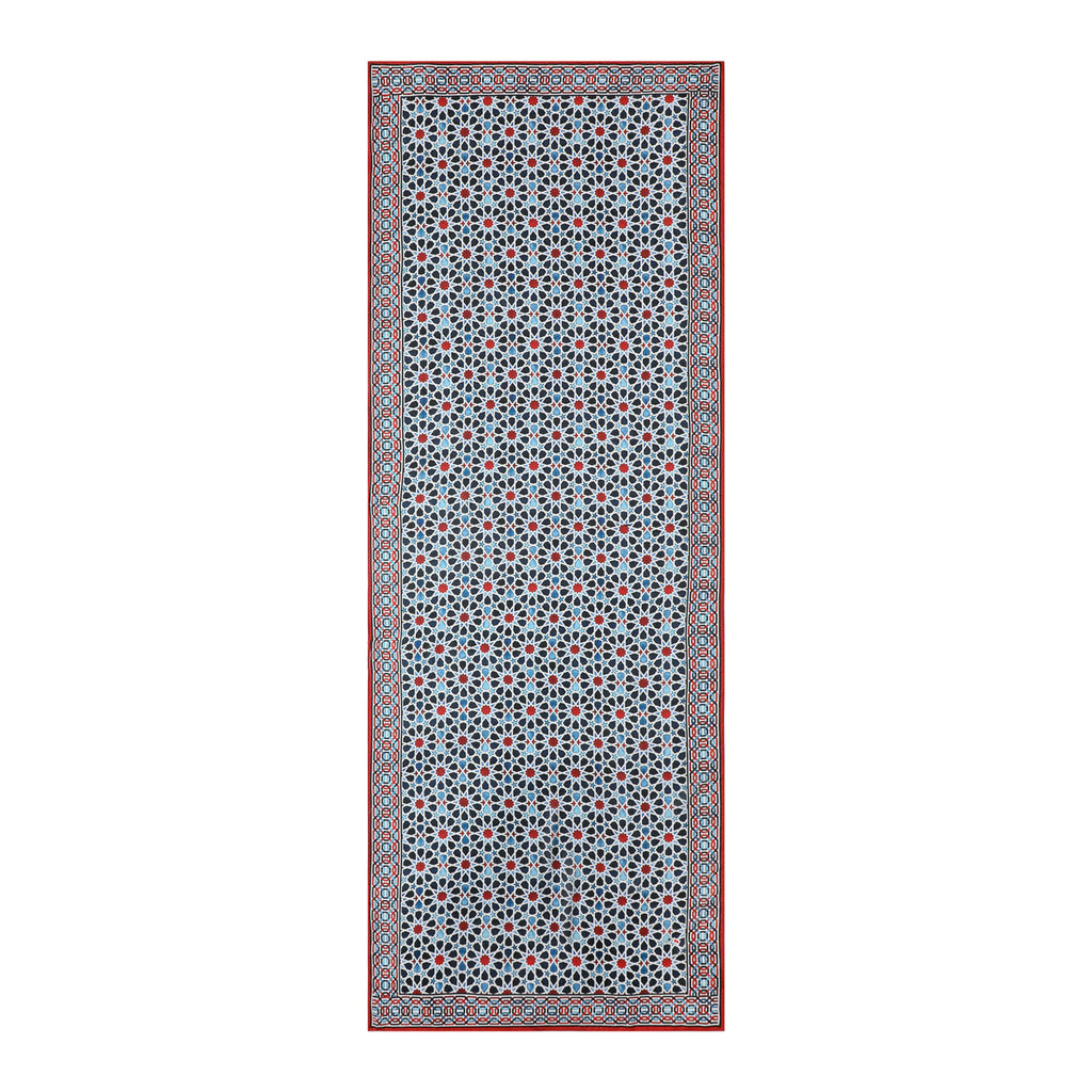 Islamic Art Inspired Scarf in Blue, Red, and Black