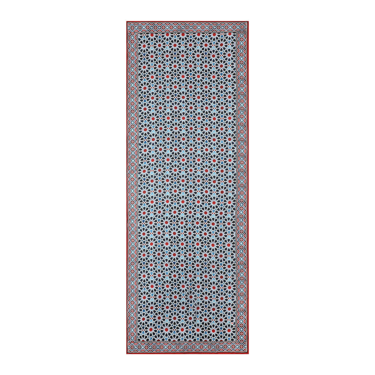 Islamic Art Inspired Scarf in Blue, Red, and Black