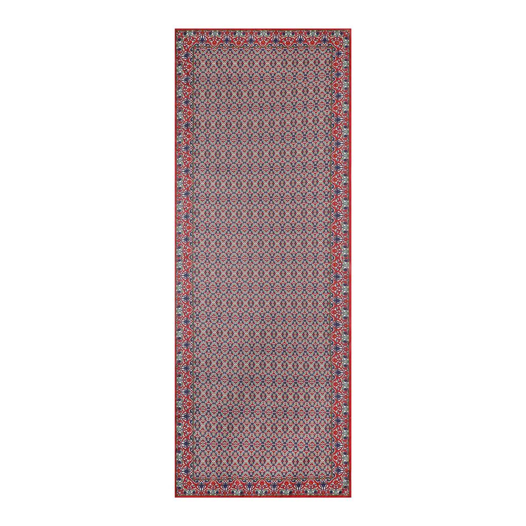 Burgundy and Blue Neck Scarf with Arabesque Motifs