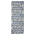Silk and Wool Scarf with Blue and Gray Print