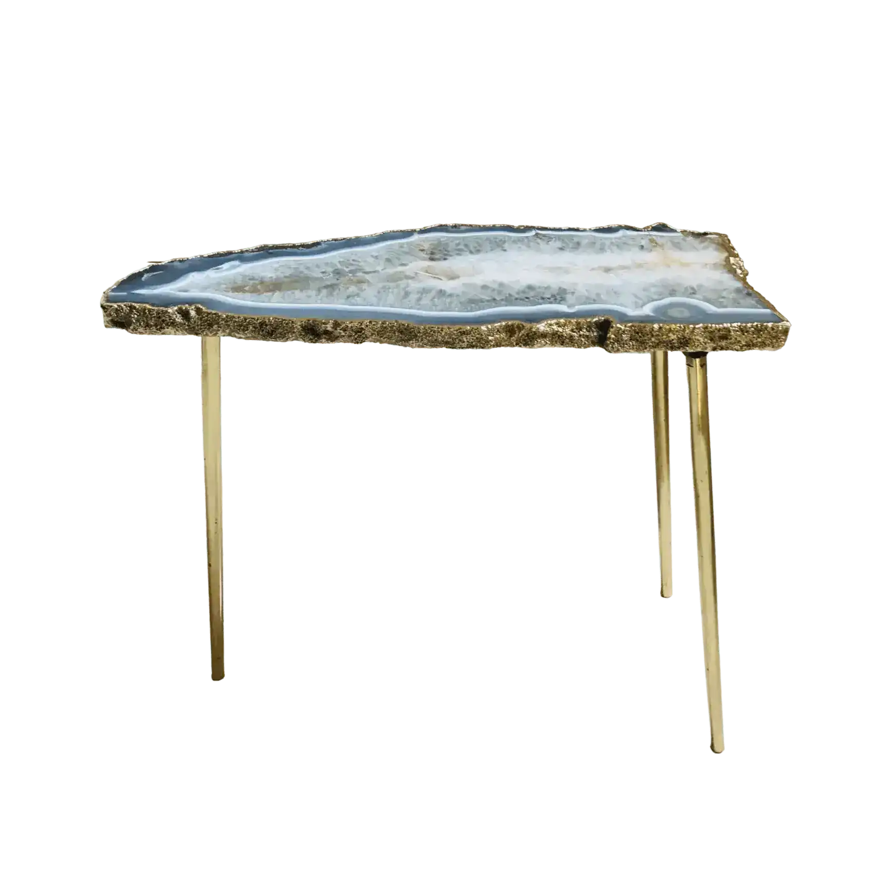 Large Grey Agate Quartz Organic Edge Side Table