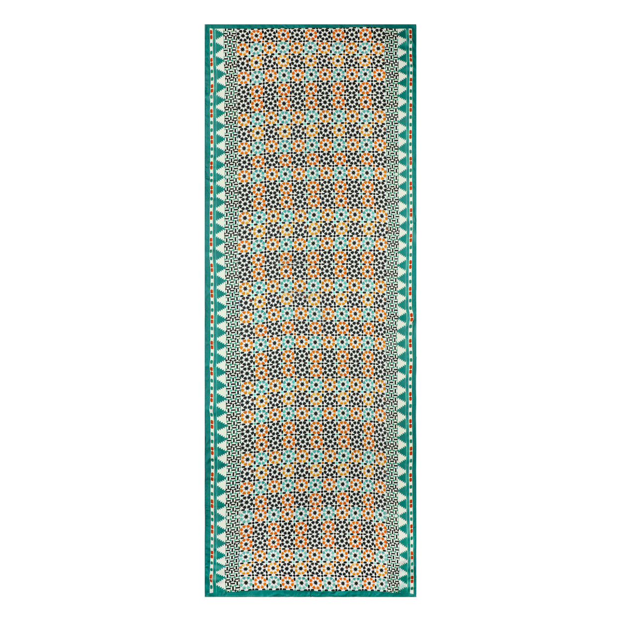 Green & Orange Islamic Art-Inspired Scarf Sabika