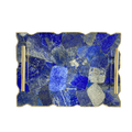 Large Lapis Lazuli Serving Tray With Plain Modern Brass Handles