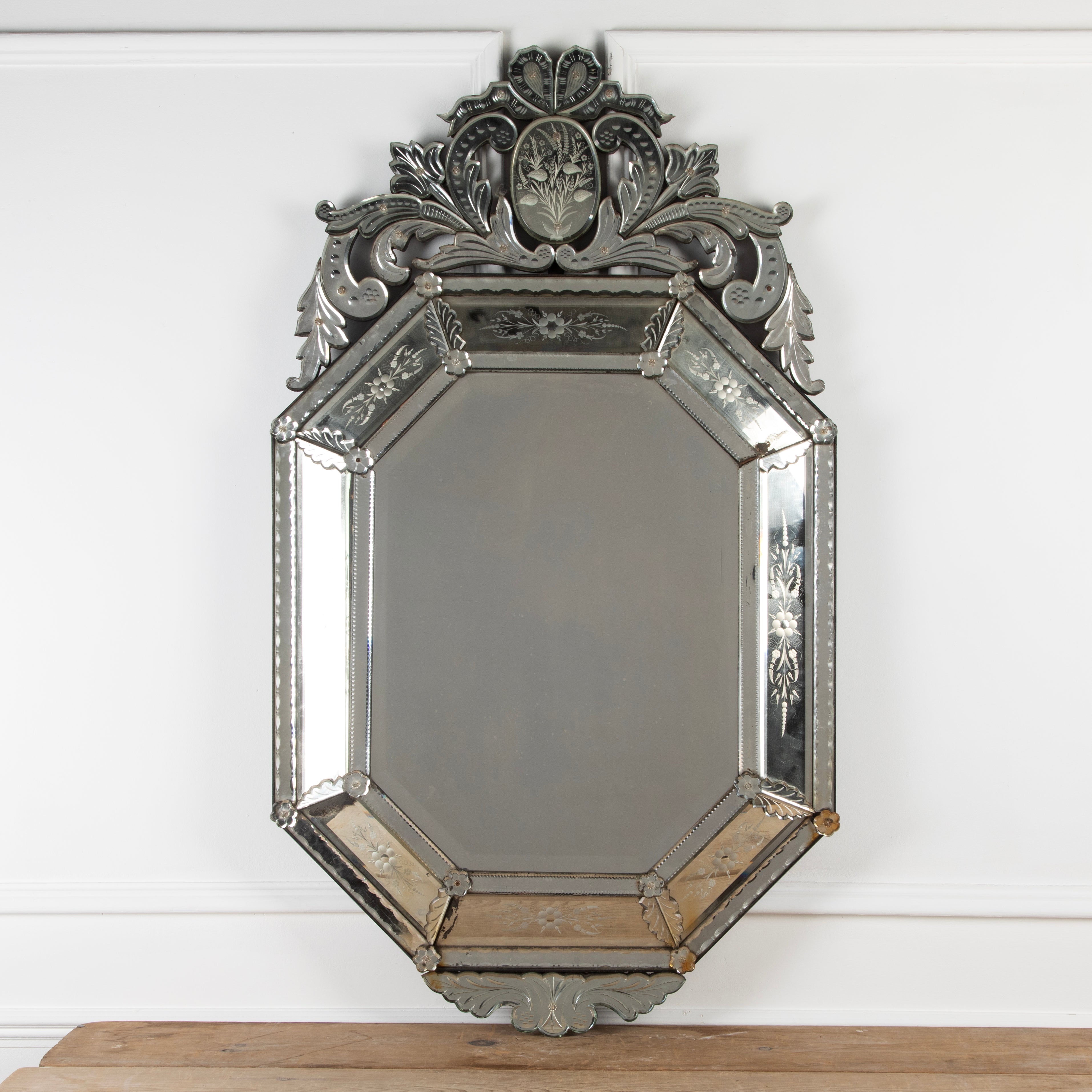Large Late 19th Century Venetian Mirror By Sister Parish Design