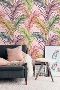 Large Pink Palm Leaves Wallpaper