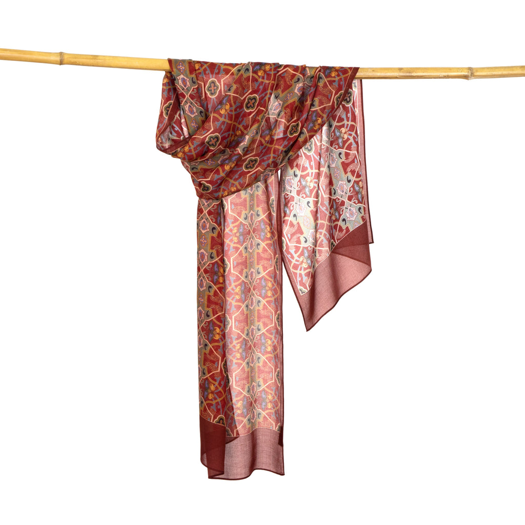 Red Scarf with Floral Print Samra