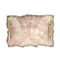 Large Rose Quartz Agate Serving Tray With Brass Handles