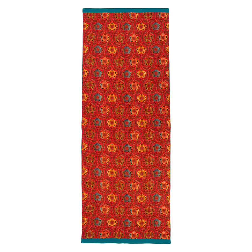 Red and Blue Scarf with Floral Print Marigold