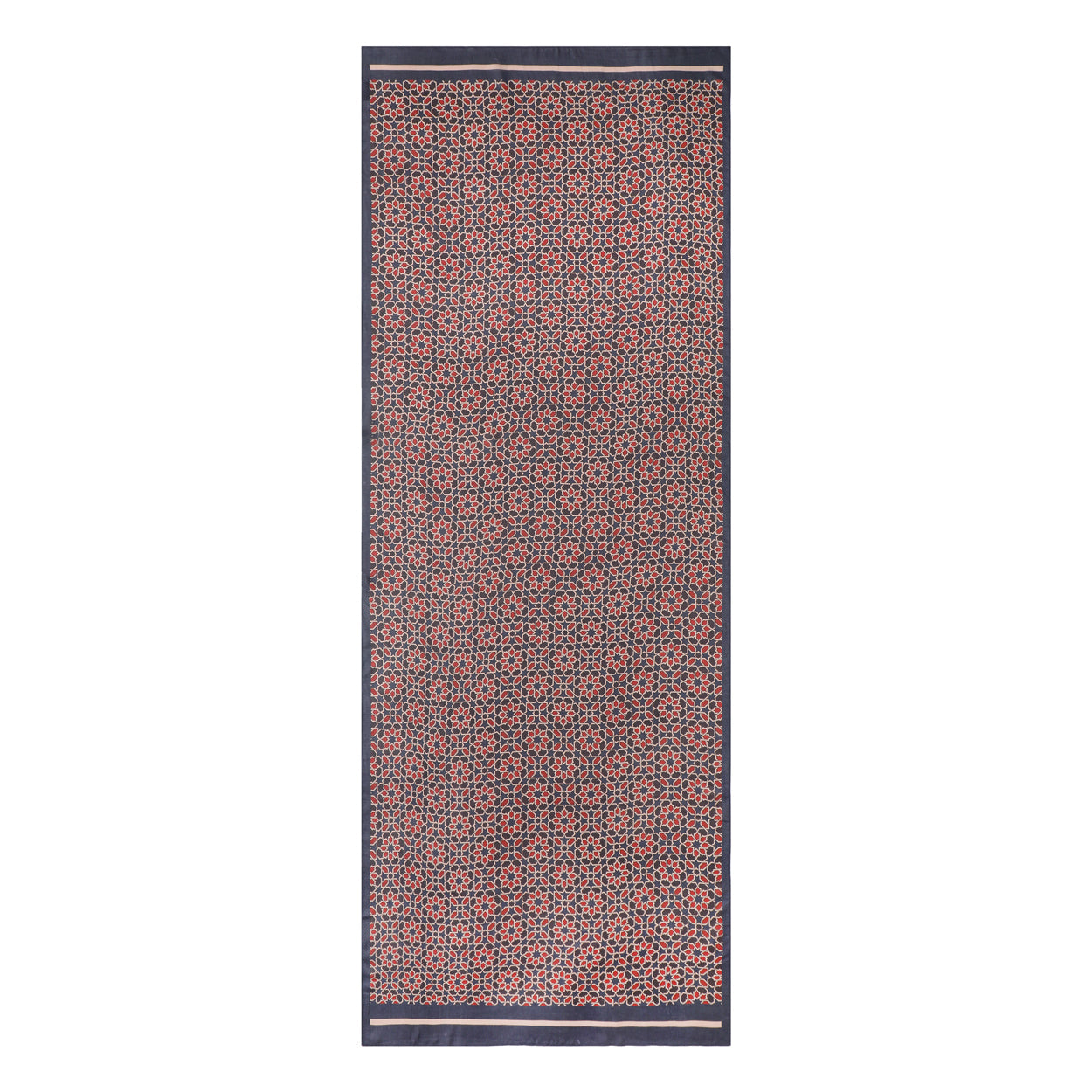 Navy Blue and Red Geometric Scarf - Islamic Art Inspiration Mirath